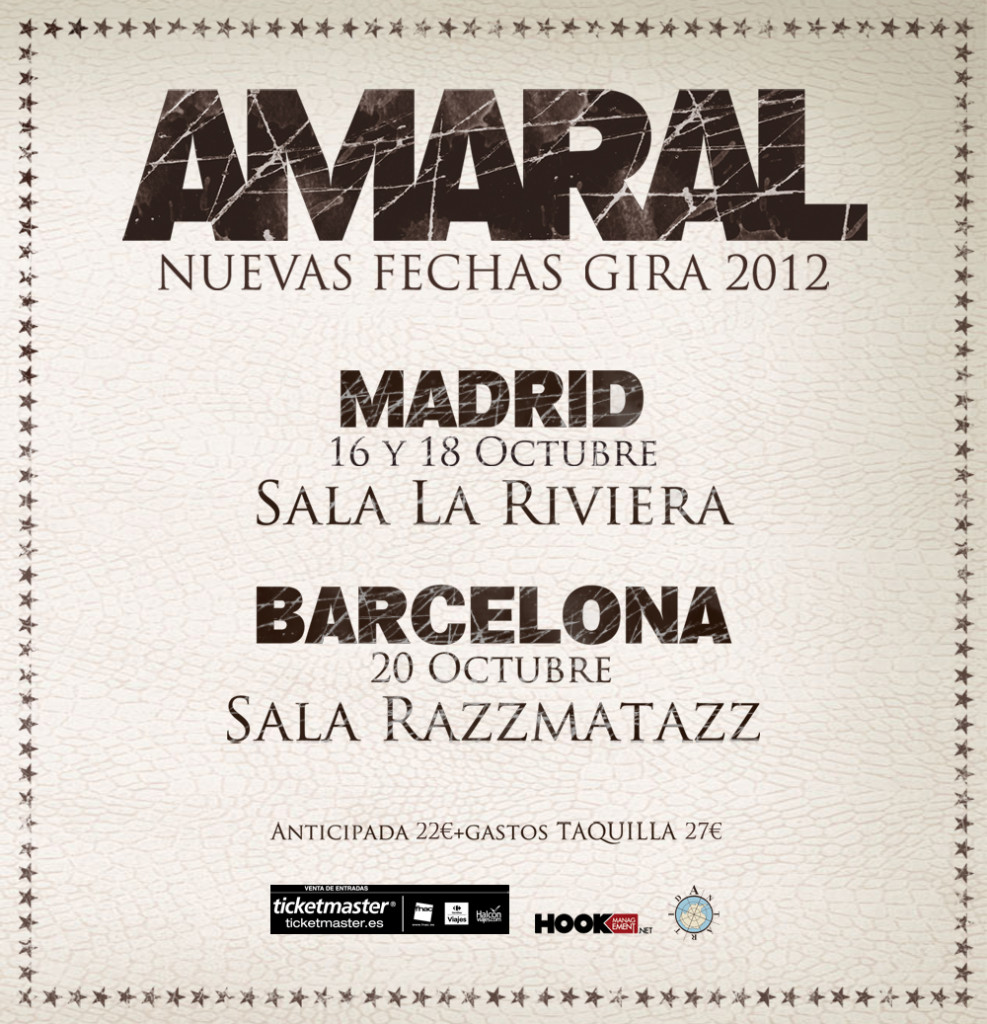 Amaral En Madrid Y Barcelona En Octubre